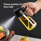 500ml 2-in-1 Glass Oil Sprayer Dispenser with Auto-Lid