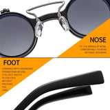 T307 Otu new round frame punk double flip sunglasses