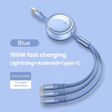 100W 3 In 1 Retractable Fast Charging Cable