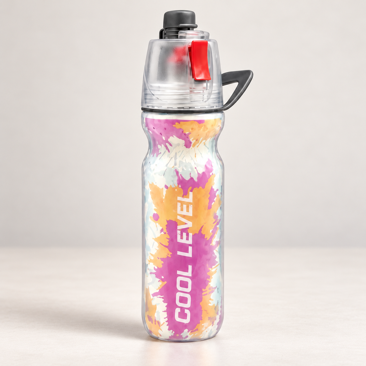 Pink Spray Cool Sports Water Bottle realistic studio product view