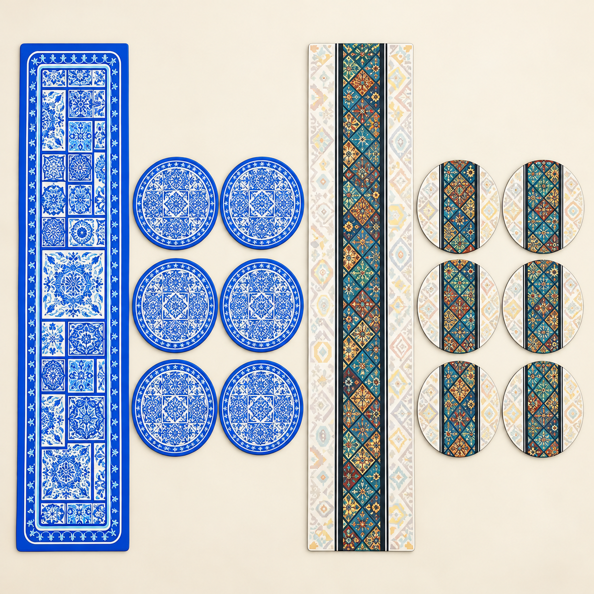 Both designs with six 11 inch dinner placemats per set