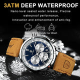 POEDAGAR- Men's Waterproof Leather Quartz Watch