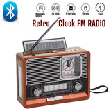 USB Solar Energy Portable Retro FM Radio With Bluetooth Wireless Speaker