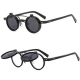 T307 Otu new round frame punk double flip sunglasses