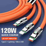 120W 3 in 1 Super Fast Charging Cable