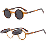 T307 Otu new round frame punk double flip sunglasses