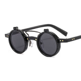 T307 Otu new round frame punk double flip sunglasses