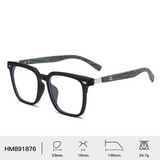 Square wood grain temples retro black frame glasses