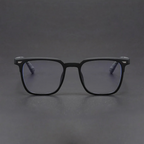 Square wood grain temples retro black frame glasses