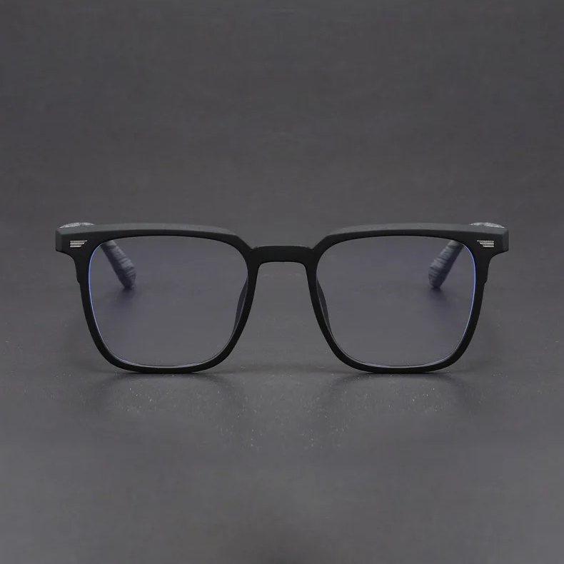 Square wood grain temples retro black frame glasses