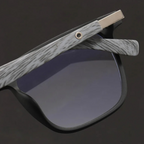 Square wood grain temples retro black frame glasses