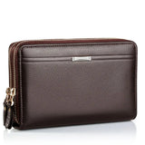 Double zipper PU Leather Men's long Wallet