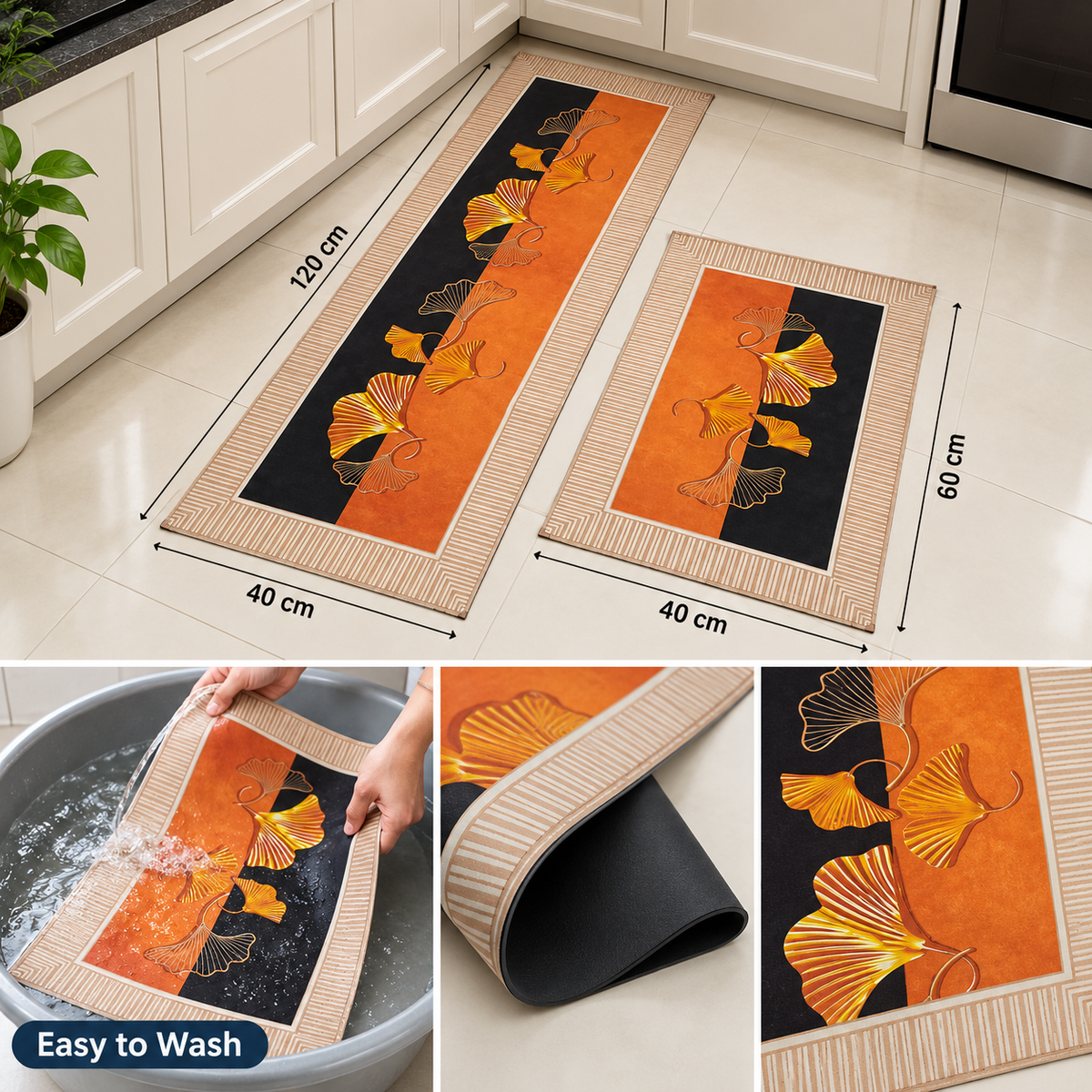 Washable kitchen mat easy care