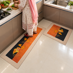 Kitchen mat set in daily cooking use