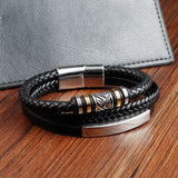 Black Double Layer Leather Bracelet
