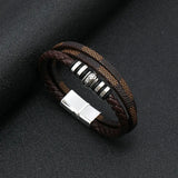 Handcrafted Multi-Layer Magnetic Leather Bracelet