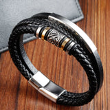 Black Double Layer Leather Bracelet