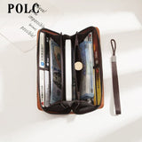 Men's Long Zipper Clutch Wallet with Large Capacity