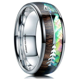 Silver Polished Natural Wood Grain Finger Ring