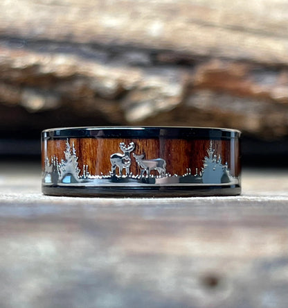 Classic Woodgrain Pattern Finger Ring