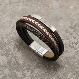 Multi-layered Men's Leather Bracelet