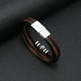 Handcrafted Multi-Layer Magnetic Leather Bracelet