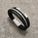 Multi-layered Men's Leather Bracelet