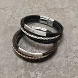 Multi-layered Men's Leather Bracelet