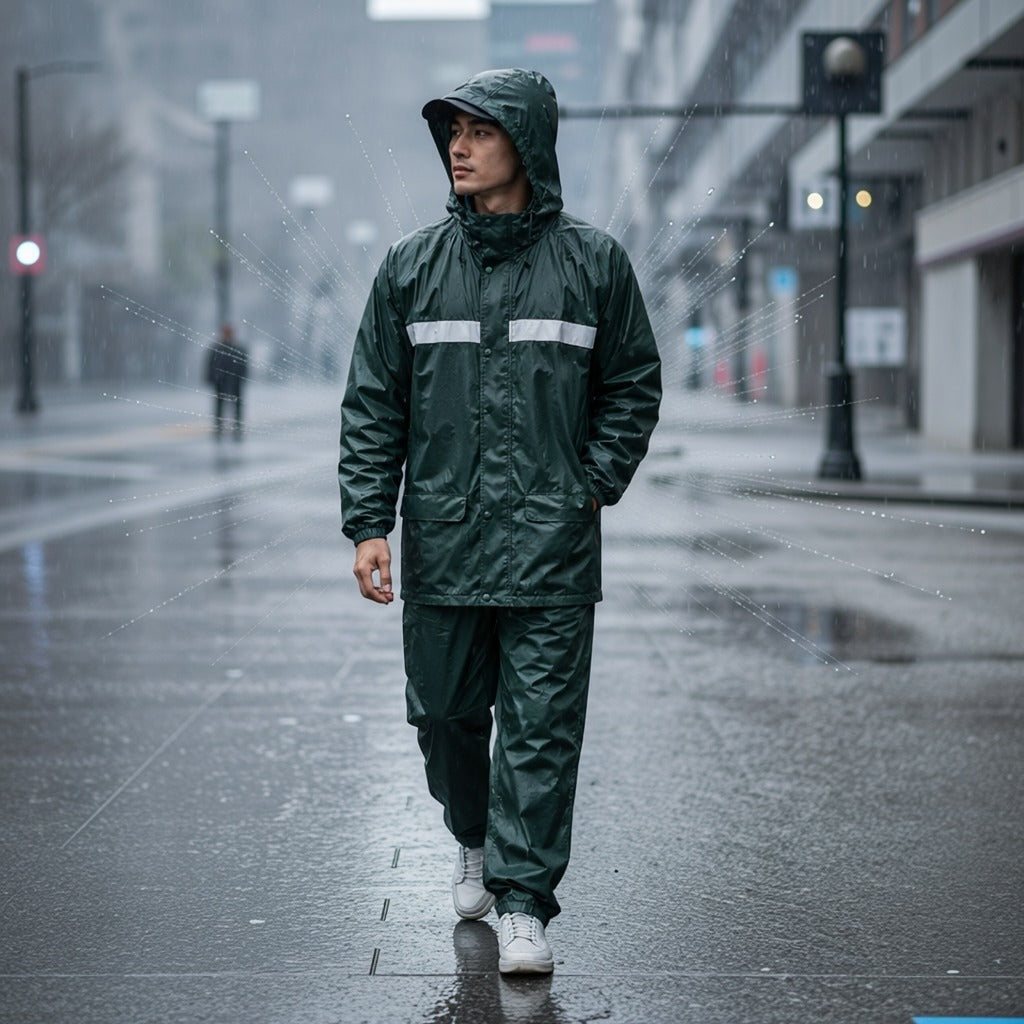 Premium Rubber Waterproof Rain Suit (XXL)