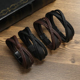 CrossKnot Multi-Strap Leather Bracelet