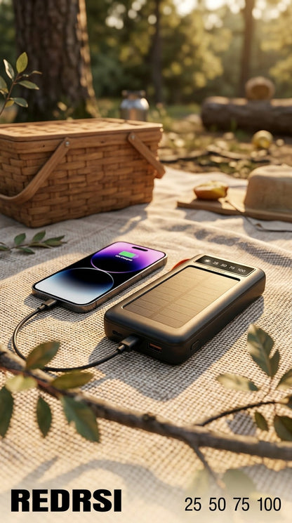 10000mAh Solar LED Multi Cable Power Bank