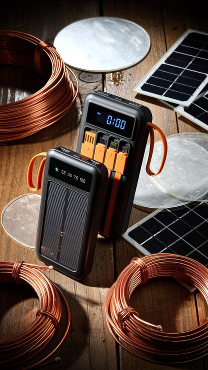 10000mAh Solar LED Multi Cable Power Bank