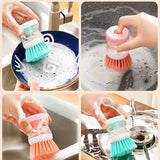 Multifunctional Cleaning Brush Kitchen Dispense Soap Water Dish