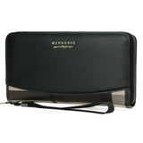 Men's Retro Zipper Wallet with Plaid Stitching