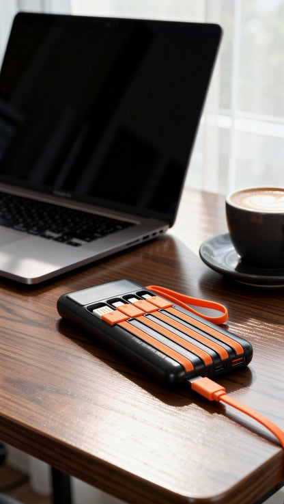 10000mAh Solar LED Multi Cable Power Bank