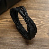 CrossKnot Multi-Strap Leather Bracelet