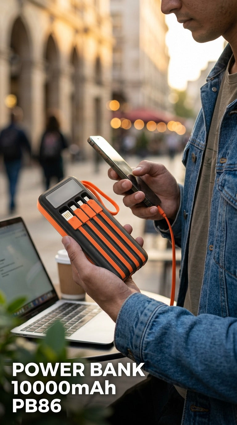 10000mAh Solar LED Multi Cable Power Bank