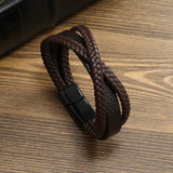 CrossKnot Multi-Strap Leather Bracelet