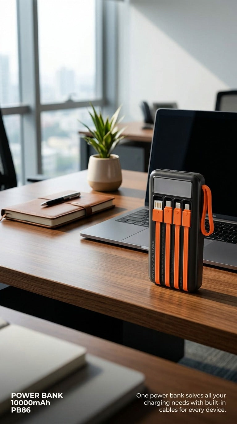 10000mAh Solar LED Multi Cable Power Bank