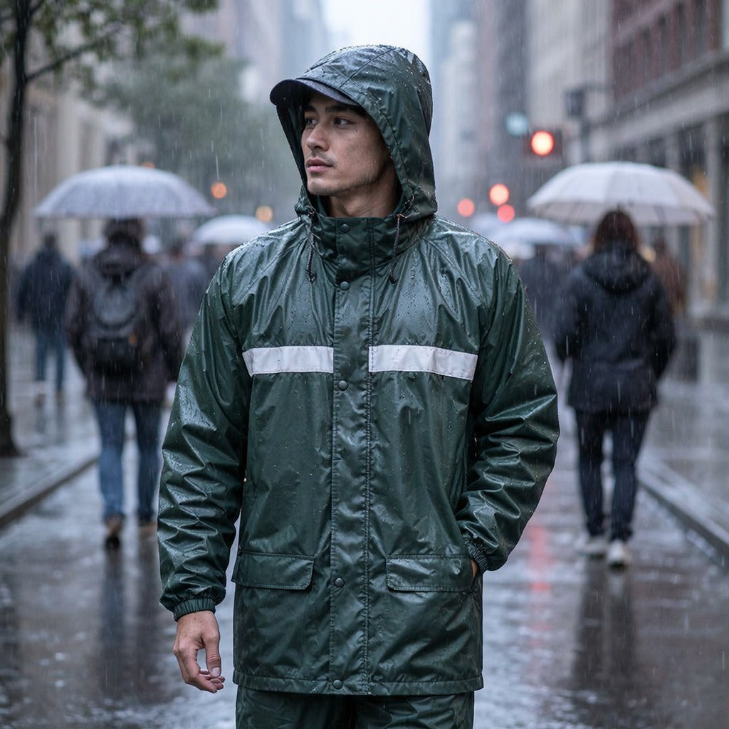 Premium Rubber Waterproof Rain Suit (XXL)