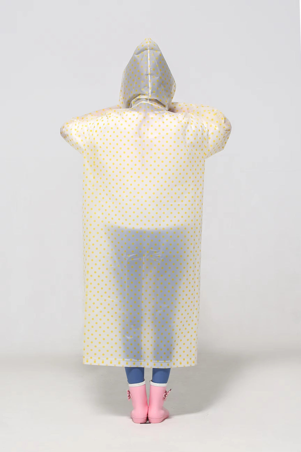 Transparent Floral Print Long Hooded Raincoat