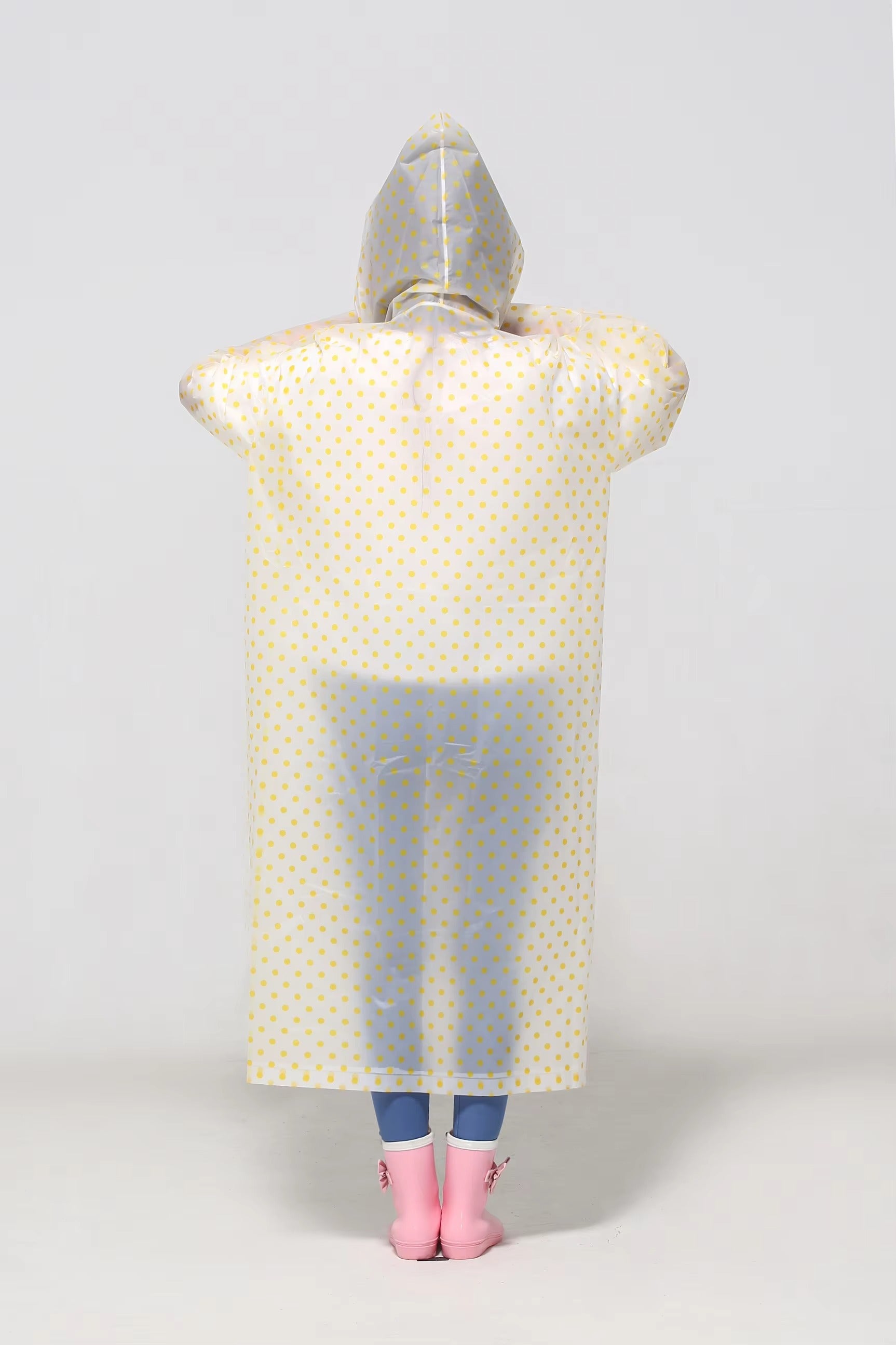 Transparent Floral Print Long Hooded Raincoat