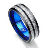Sleek Blue Stripe Men's Finger Ring
