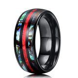 Red Striped Stainless Finger Ring