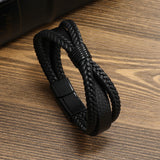 CrossKnot Multi-Strap Leather Bracelet