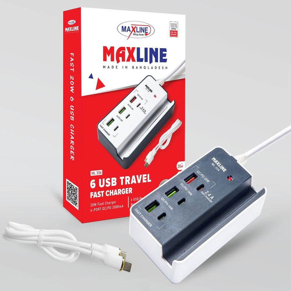 Maxline 6 USB Travel super Fast Charger Multi-Plug