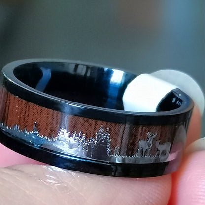 Classic Woodgrain Pattern Finger Ring