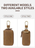 Vintage Cowhide Car Key Cover(Single Zipper)