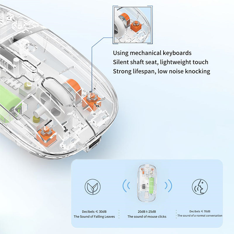 Transparent Silent Dual-Mode Bluetooth Wireless Optical Mouse