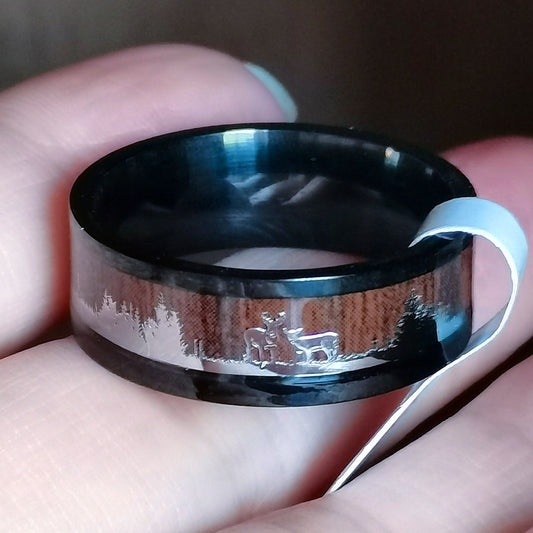 Classic Woodgrain Pattern Finger Ring